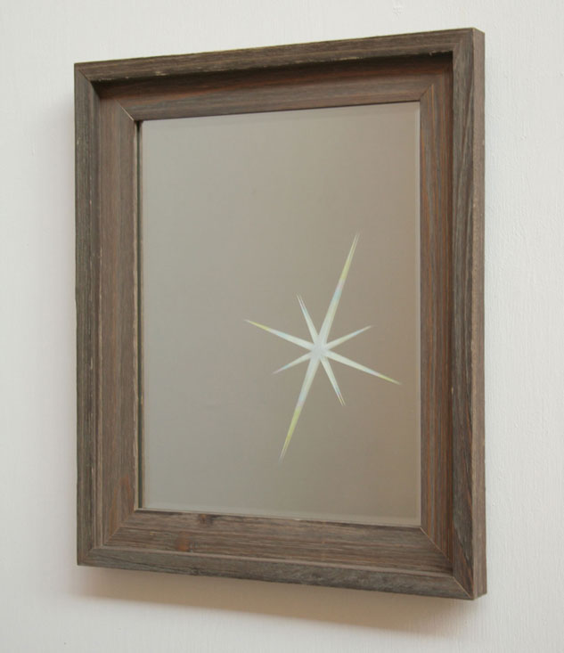 Untitled (Lens Flare, Small Mirror), 2007, etched mirror,
        colored pencil, frame, 13 x 16 x 2 inches / 33 x 41 x 5 cm
