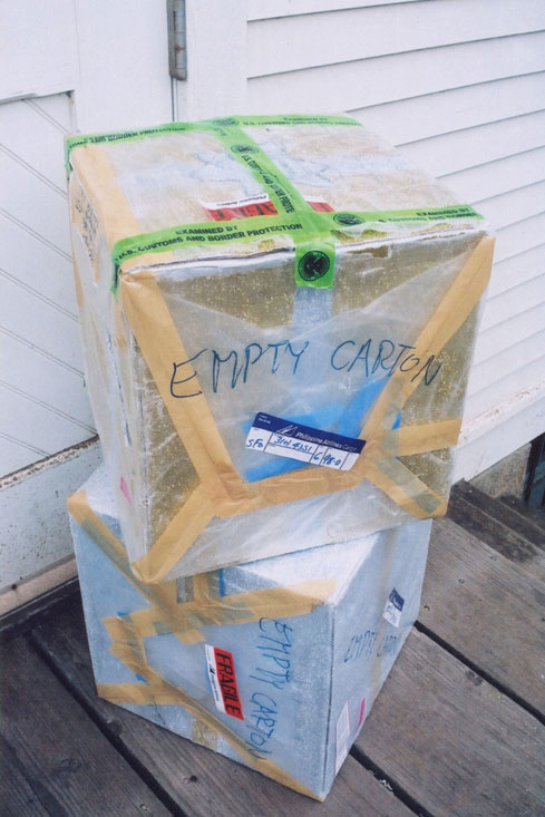 Photo documentation of boxes' state upon return to the US.