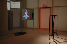 Installation view of Hide, Projection, and Folding Screen