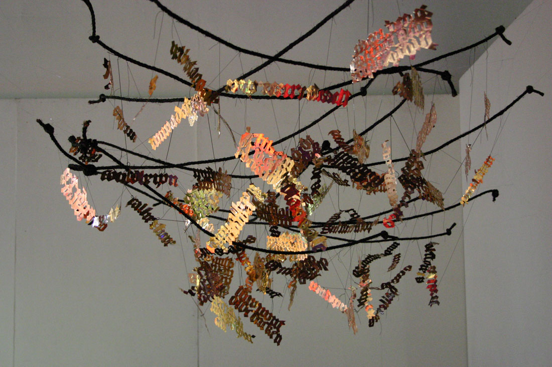 Cloud (installation view), 2006, copper, rope, elastic, monofilament,
		  7 x 6 feet / 2.1 x 1.8 m