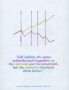 Christine Wong Yap, Positive Sign #11 (Setbacks and Tragedies), 2011, glitter and neon pen on gridded vellum, 8.5 x 11 in / 21.5 x 28 cm. Life inflicts the same setbacks and tragedies on the optimist and the pessimist, but the optimist weathers them better. Martin E. P. Seligman.