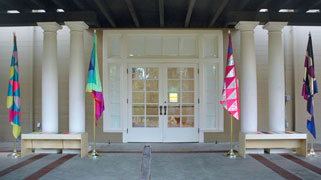Christine Wong Yap, Irrational Exuberance Flags; Leah Rosenberg, Striped Benches and Illuminated Stripes I.