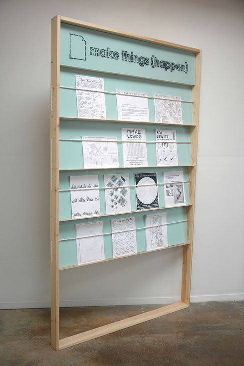 Display unit, wood, paint, cotton rope, 84” x 49.5” x 3.5”