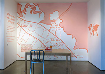 installation view of a map of palo alto and east palo alto
