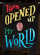 Banner with a brain illustration and colorful text, that reads, This really opened up my world.