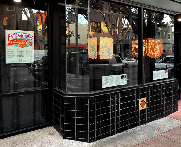 2 lanterns in Brava Theater's storefront